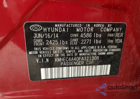 2015 Hyundai Sonata Hybrid из США, поврежденный, VIN KMHEC4A40FA121308